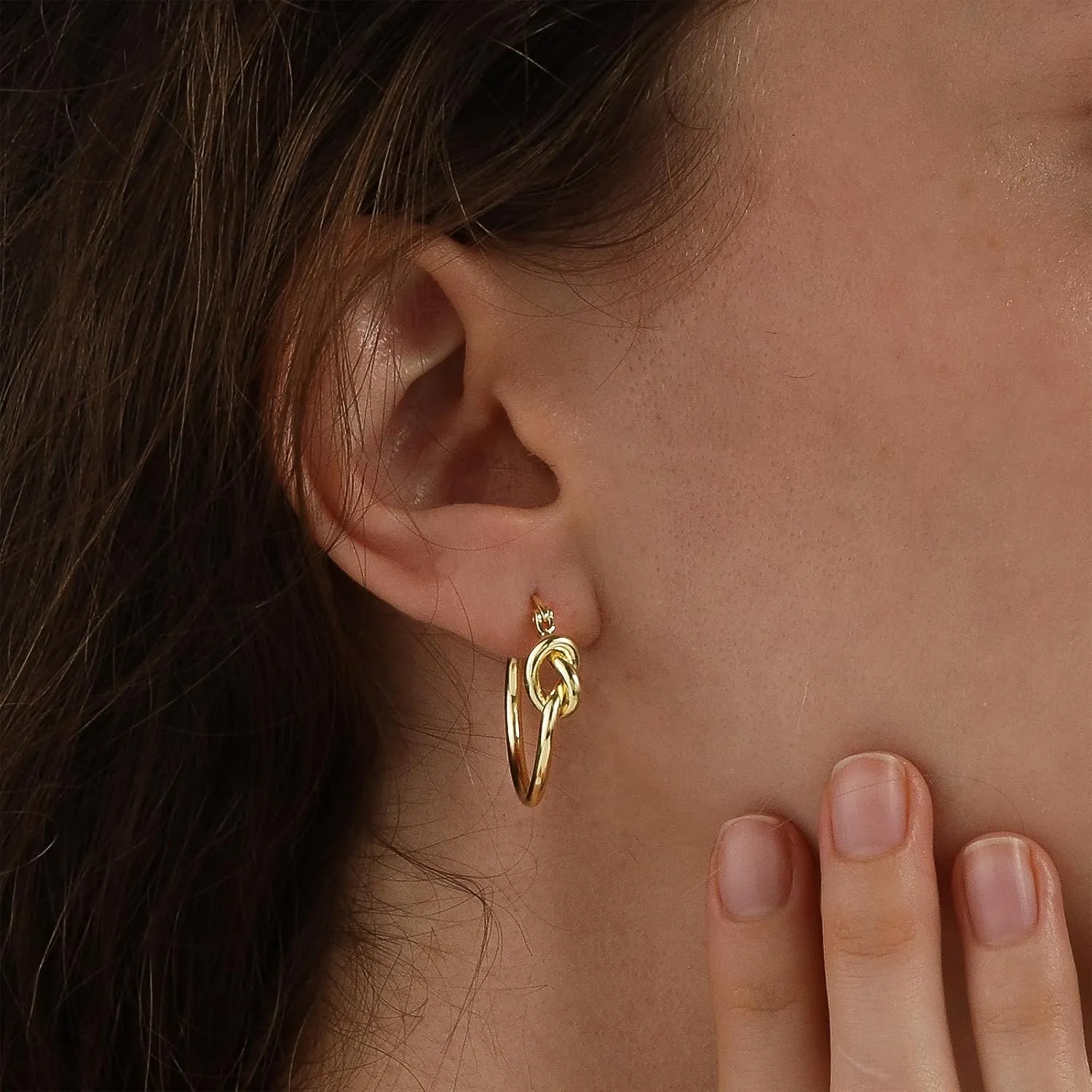 Chunky Gold Silver Earrings for Women Knot Knocker Paperclip Link 14K Plated Dangle Drop Studs Simple Dainty Earring Everyday Wear Hypoallergenic Lightweight Statement Jewelry Trendy Cute Gifts