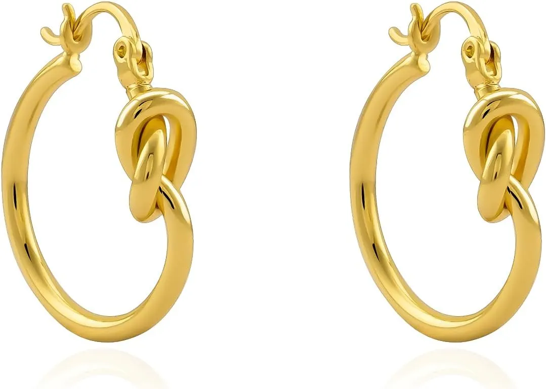Chunky Gold Silver Earrings for Women Knot Knocker Paperclip Link 14K Plated Dangle Drop Studs Simple Dainty Earring Everyday Wear Hypoallergenic Lightweight Statement Jewelry Trendy Cute Gifts