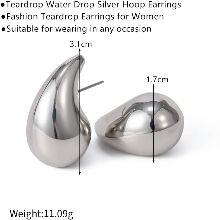Chunky Gold Silver Hoop Earrings for Women Lightweight Waterdrop Hollow Hoops Bow Earrings Pearl Earrings Hypoallergenic Jewelry Trendy Statement Earrings