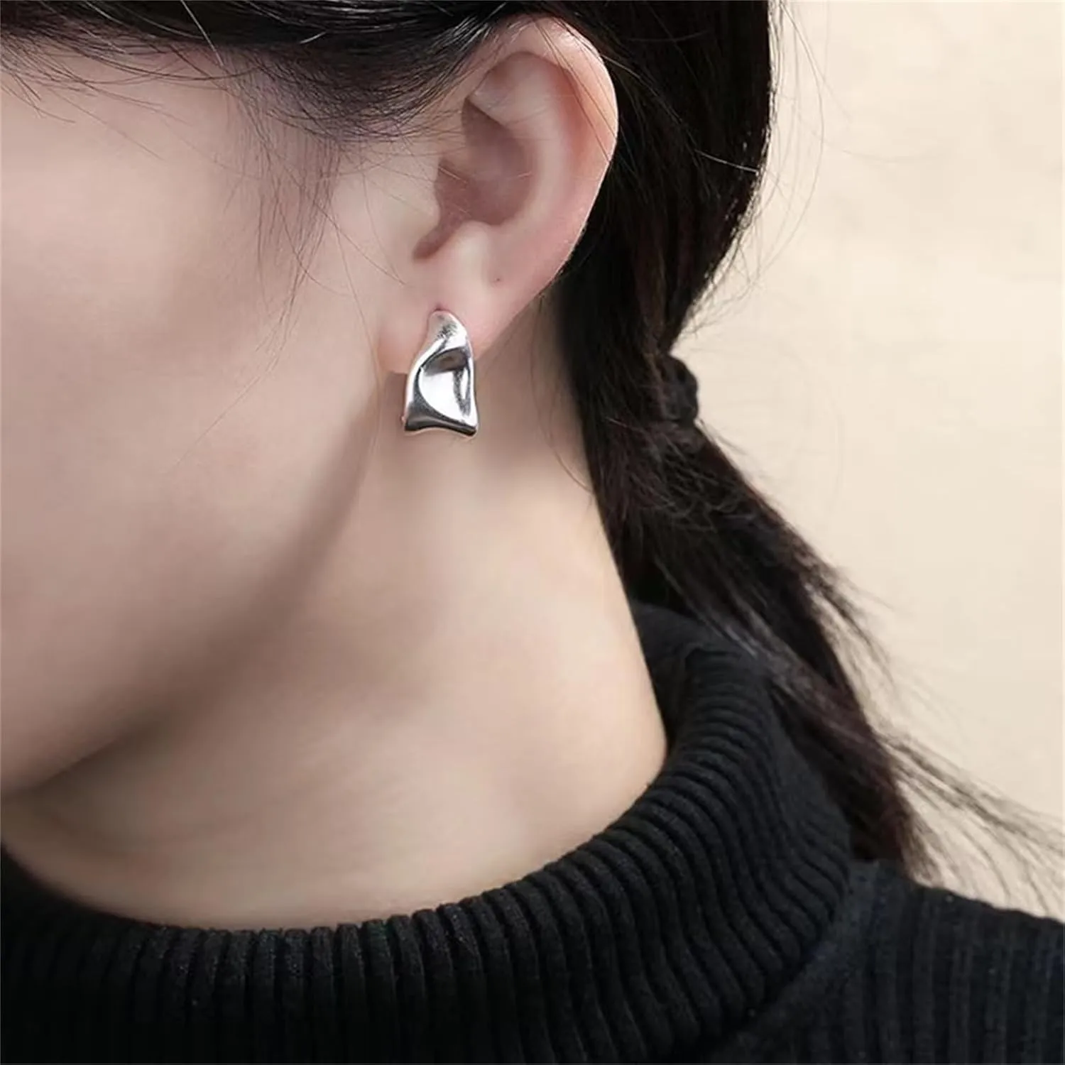Chunky Hoop Earrings for Women 14K Gold Plated Thick Dome Huggie Earrings Hypoallergenic Lightweight Small Wide Round Hoop Earrings Prom Jewelry