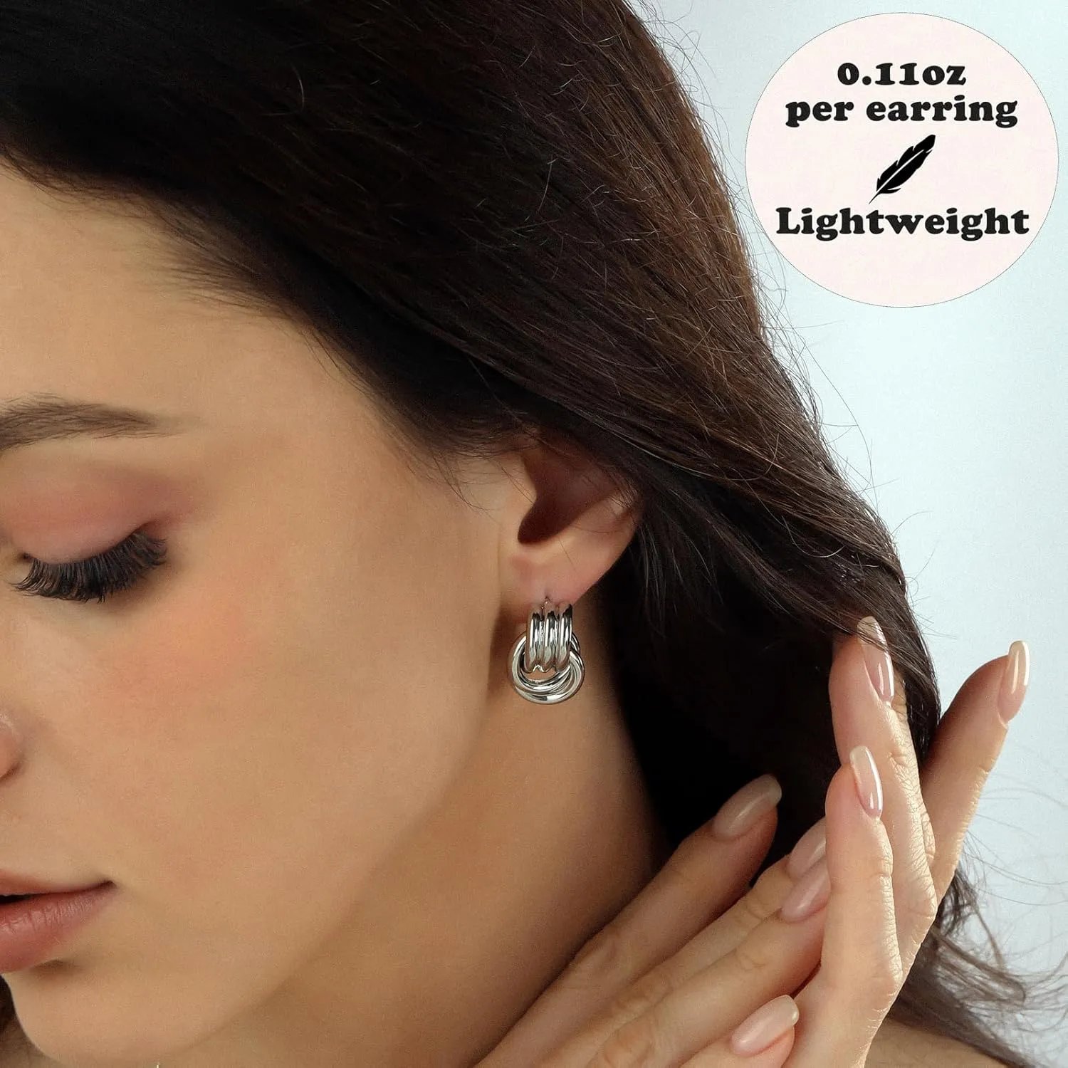 Chunky Small Knot Earrings for Women 14K Gold Silver Plated Geometric Dangle Drop Hoop Stud Dainty Hypoallergenic and Lightweight Jewelry Fashion Trendy Gifts