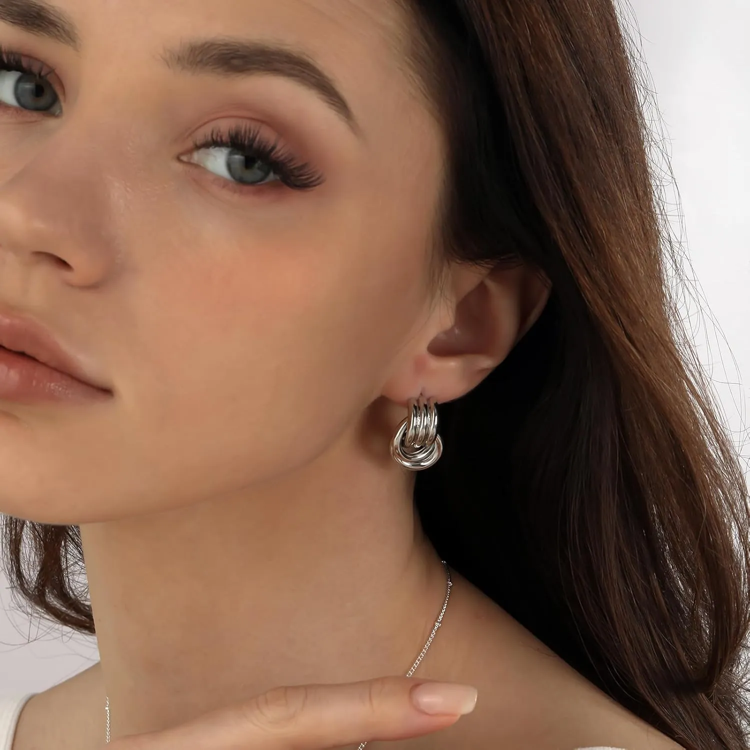 Chunky Small Knot Earrings for Women 14K Gold Silver Plated Geometric Dangle Drop Hoop Stud Dainty Hypoallergenic and Lightweight Jewelry Fashion Trendy Gifts