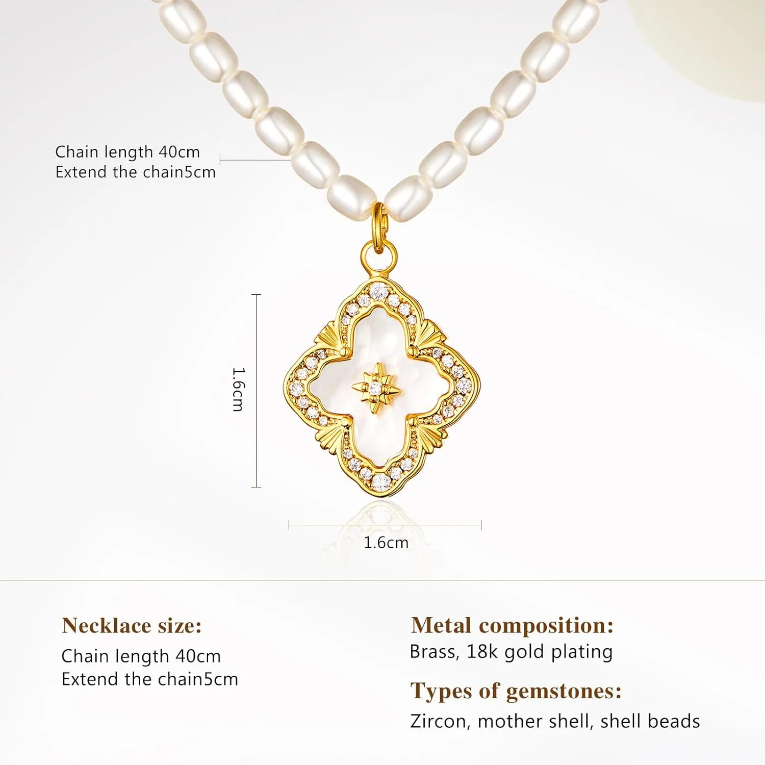 Cicy Bell Four Leaf Clover Pendant Necklace for Women Lucky 18k Gold Plated Cubic Zirconia Trendy Dainty Long Y Necklace Jewelry Gifts