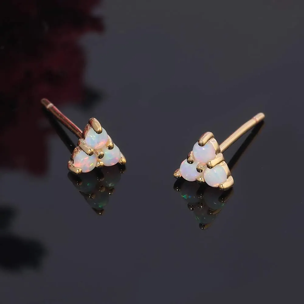 CiNily Opal Stud Earrings Gold Plated Cute Small Animal Earrings Horse/Rainbow/Tiny Triangle Hypoallergenic Earrings for Women Girls