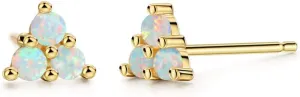 CiNily Opal Stud Earrings Gold Plated Cute Small Animal Earrings Horse/Rainbow/Tiny Triangle Hypoallergenic Earrings for Women Girls