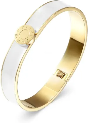 CIUNOFOR Enamel Bracelet for Women Vintage Pop-Art Colorful Cuff Bangle Stainless Steel Gold Plate Tone Wide Band for Men Handmade Jewerly Perfect for Adults Classic Jewelry