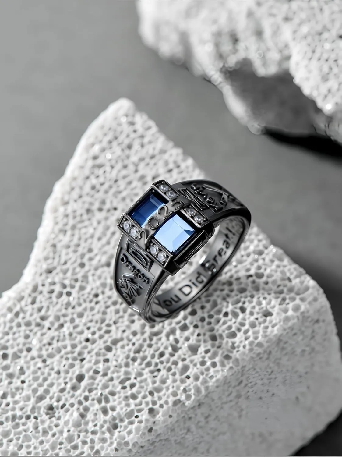 Class Rings for Men high school College, 925 Sterling Silver/10K/14K/18K Graduation Rings, Birthstone Fully Personalized Class of 2025 Ring, Graduation Jewelry Gifts Customizable Size 5-15