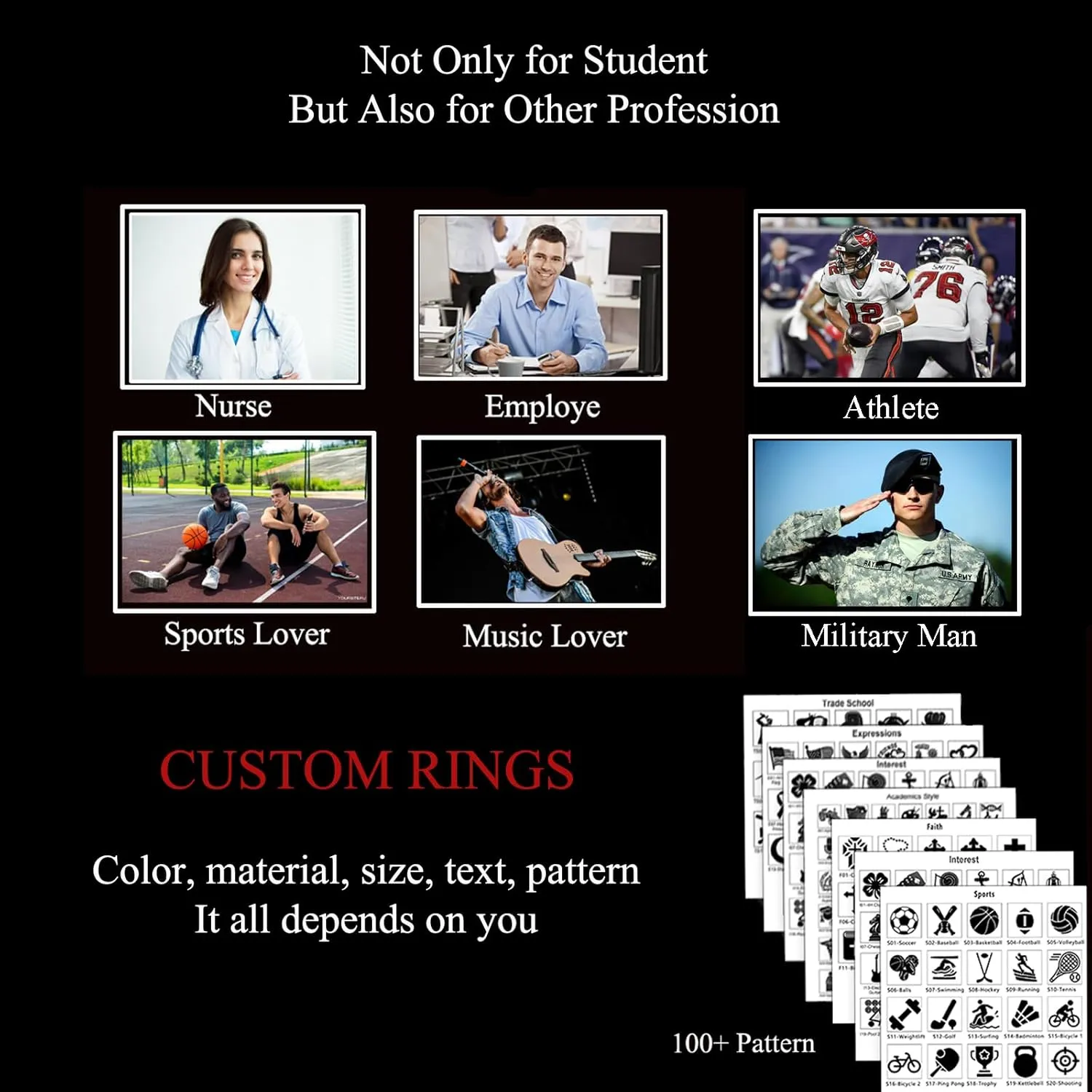 Class Rings for Men high school College, 925 Sterling Silver/10K/14K/18K Graduation Rings, Birthstone Fully Personalized Class of 2025 Ring, Graduation Jewelry Gifts Customizable Size 5-15