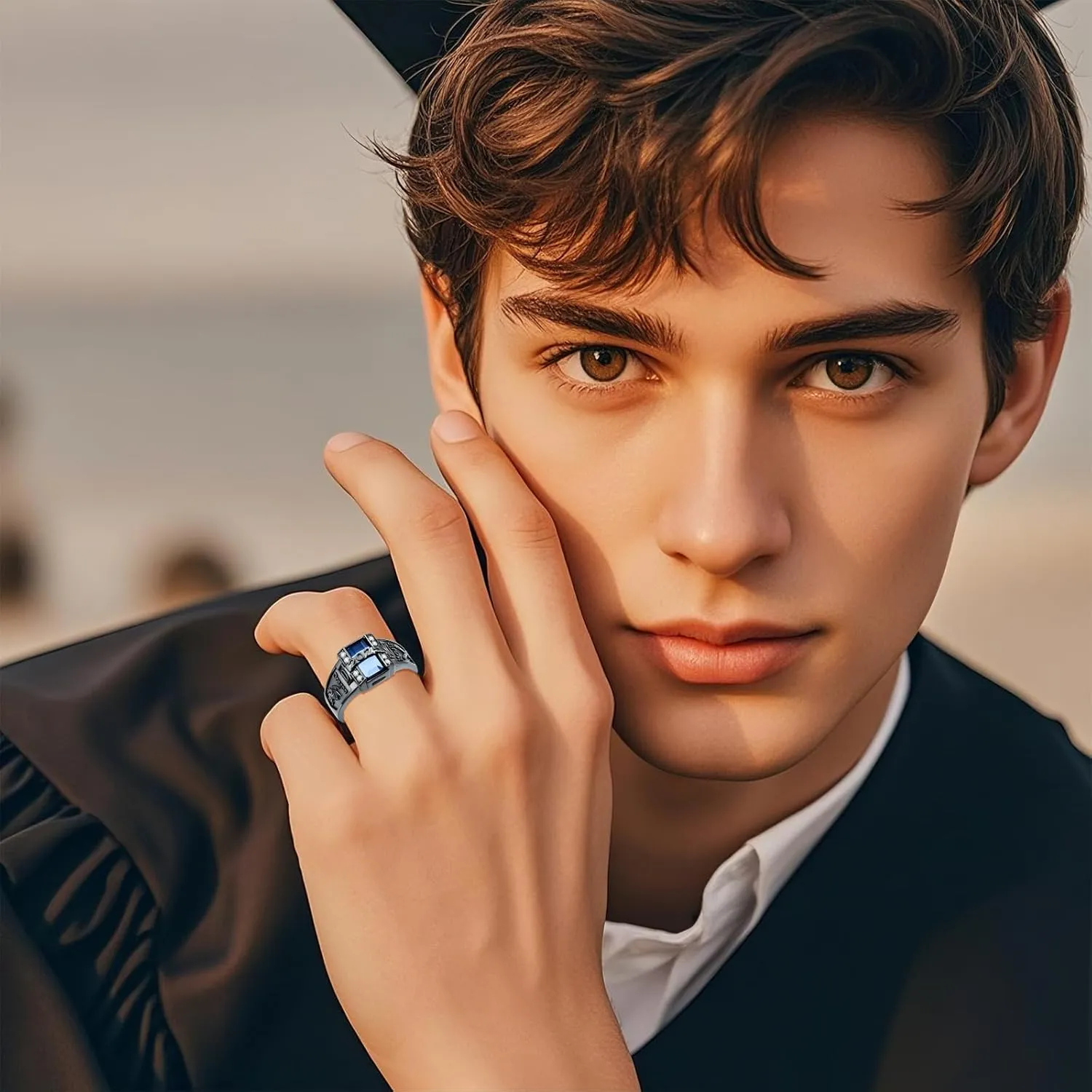 Class Rings for Men high school College, 925 Sterling Silver/10K/14K/18K Graduation Rings, Birthstone Fully Personalized Class of 2025 Ring, Graduation Jewelry Gifts Customizable Size 5-15