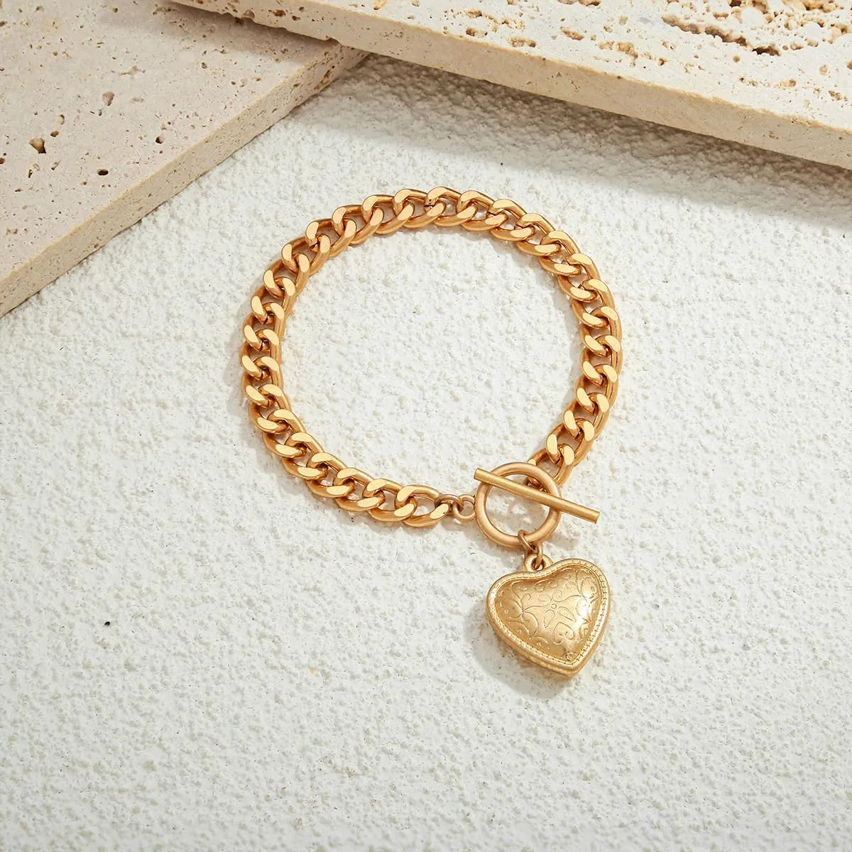 CLASSYZINT Heart Bracelet for Women Puffy Heart Charm Bracelet Link Chain Bracelet Adjustable Link Bracelets