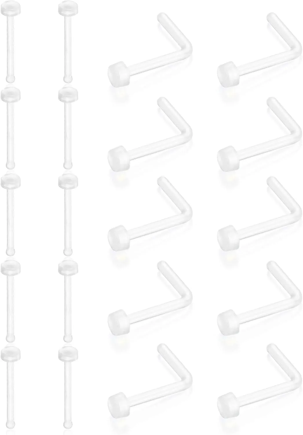 Clear Nose Ring Bioflex for Women and Men,20g nose ring,Plastic Cear Nose Studs for Work L Shaped,Body Clear Piercing Retainer 18g l shaped Nose Rings Studs Piercing JewelryPack of 20 Flat Nose rings