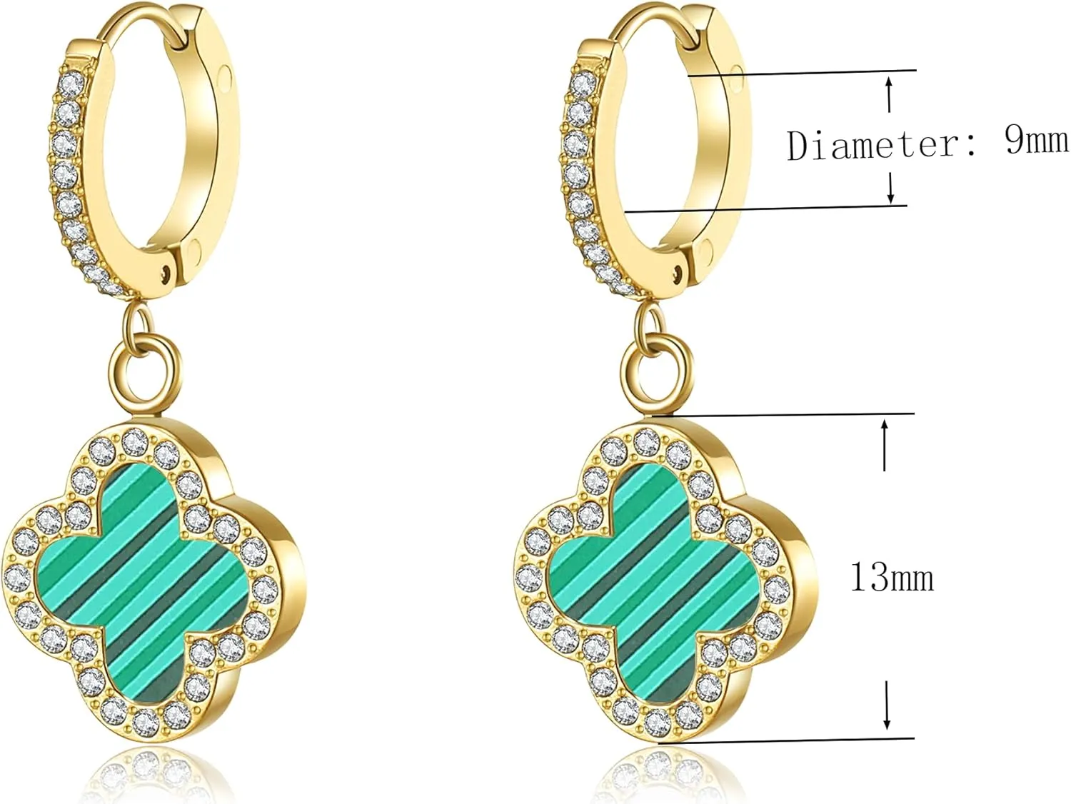 Clover Earrings for Women 18K Gold Plated Four Leaf Clover Hoop Earrings Simple Lucky Drop Jewelry Gifts for Women