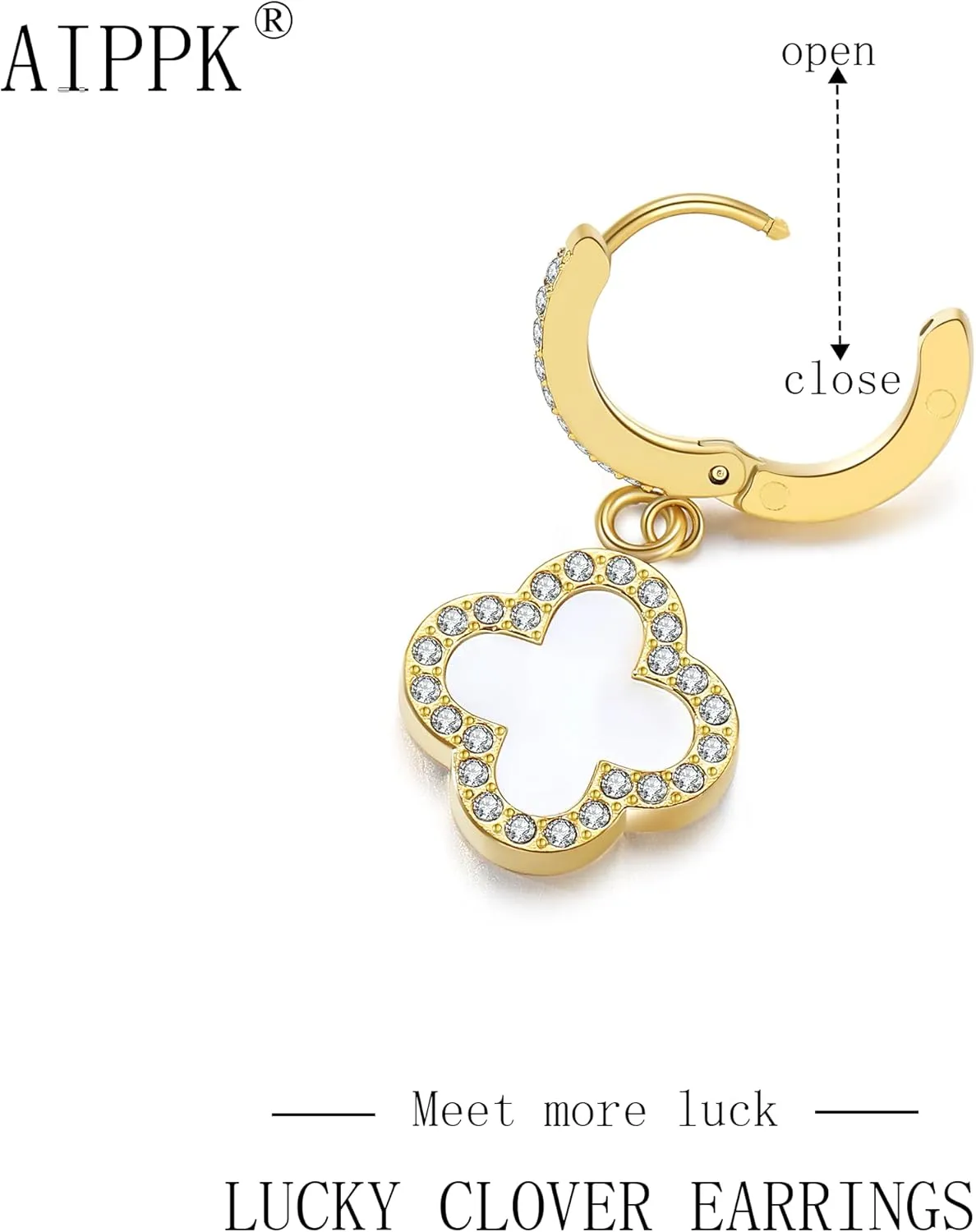 Clover Earrings for Women 18K Gold Plated Four Leaf Clover Hoop Earrings Simple Lucky Drop Jewelry Gifts for Women