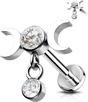 CM Crareesi Mania Conch Piercing Jewelry Dangle 316L Stainless Steel 16G Helix Cartilage Tragus Forward Helix Piercing Jewelry Internally Threaded Flat Back Earrings for Women