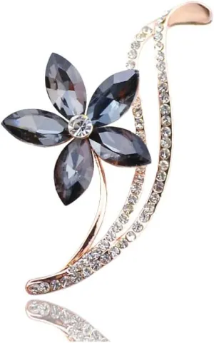 coadipress Flower Brooch for Women Girls Crystal Rhinestone Flower Floral Lapel Pin Elegant Clothing Accessory Wedding Gift Fashion Jewelry Gift