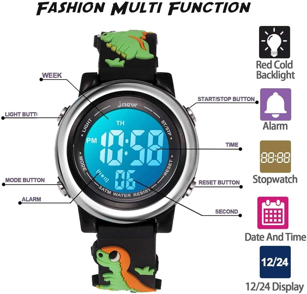 cofuo Kids Digital Sport Waterproof Watch for Girls Boys, Kid Sports Outdoor LED Electrical Watches with Luminous Alarm Stopwatch Child Wristwatch