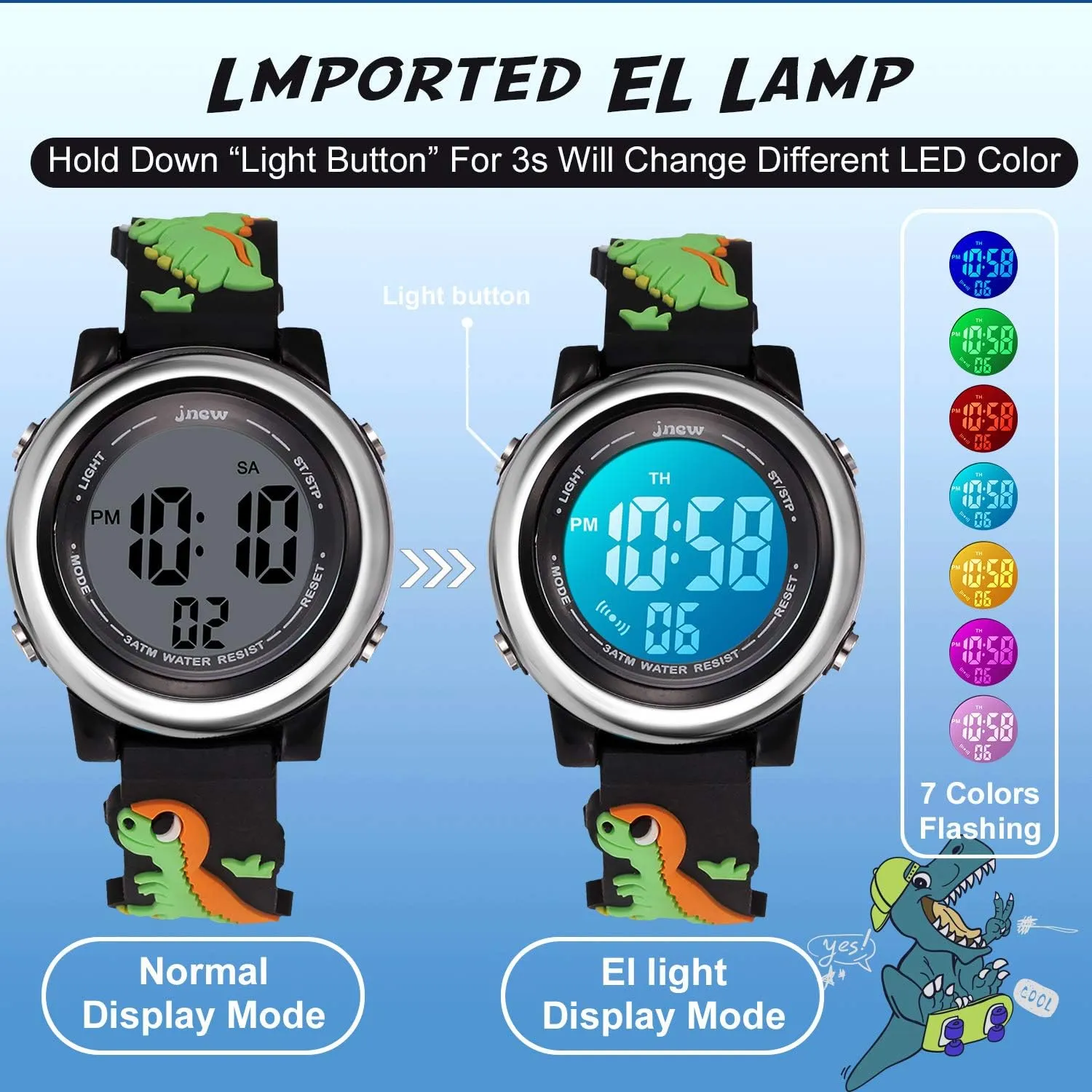 cofuo Kids Digital Sport Waterproof Watch for Girls Boys, Kid Sports Outdoor LED Electrical Watches with Luminous Alarm Stopwatch Child Wristwatch
