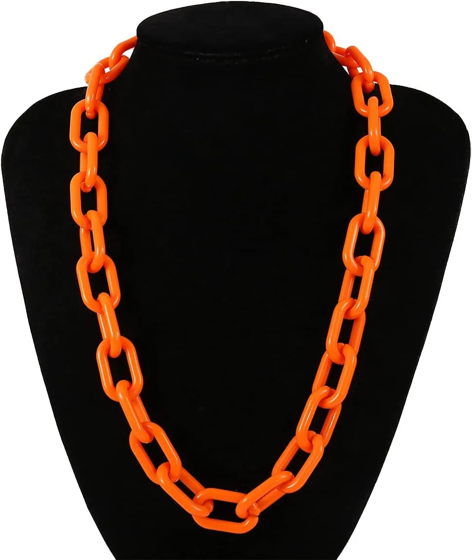 Colorful Acrylic Resin Chain Choker Necklace Chunky Paperclip Chain Collar Multicolor for Women Punk Hip Hop Y2k Jewelry