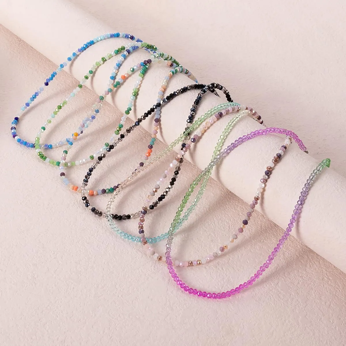 Colorful Beaded Necklace Bohemian Rice Beads Choker Handmade Summer Beach Necklace for Women