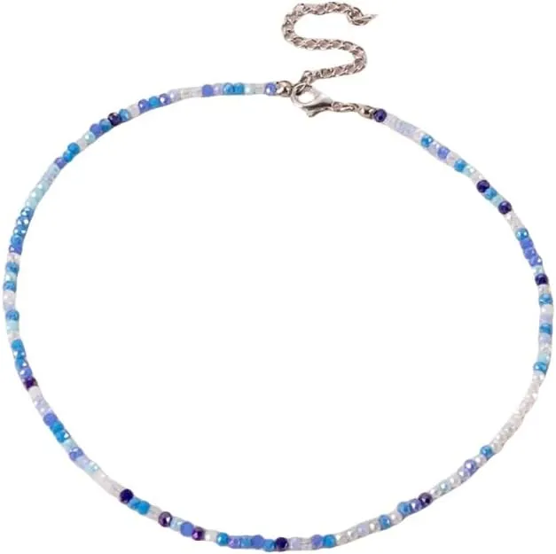 Colorful Beaded Necklace Bohemian Rice Beads Choker Handmade Summer Beach Necklace for Women