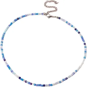 Colorful Beaded Necklace Bohemian Rice Beads Choker Handmade Summer Beach Necklace for Women