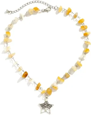Colorful Beaded Sun Moon Star Gemstone Necklace for Women Natural Healing Crystal and Stone Boho Summer Choker Cute Handmade Birthday Christmas Jewelry Gifts for Teen Girls