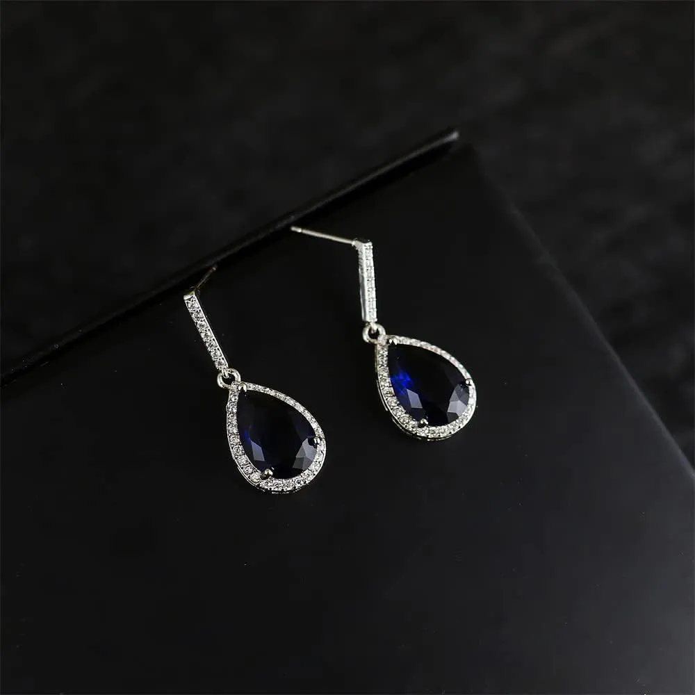 COLORFUL BLING Rose Gold Teardrop Infinity Pendant Necklace Dangle Earring Bridal Pearl Jewelry Sets