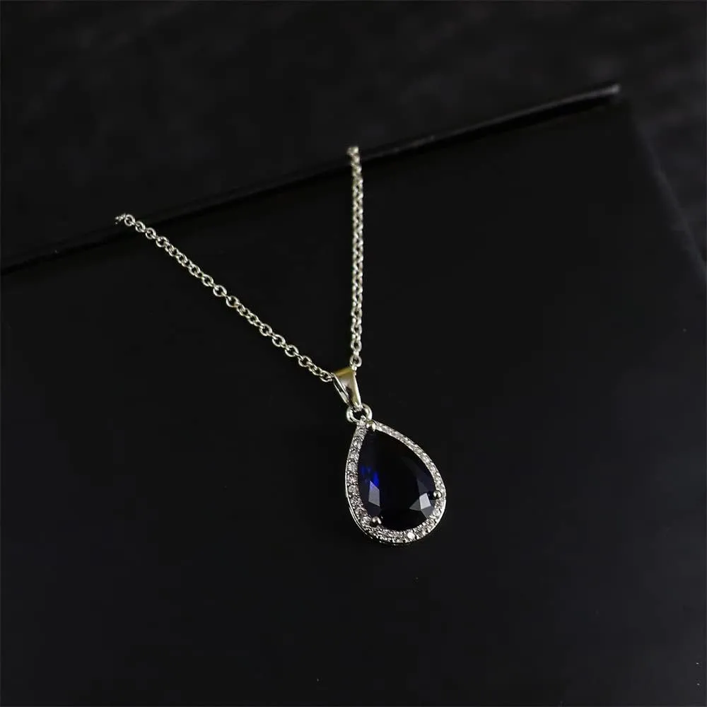 COLORFUL BLING Rose Gold Teardrop Infinity Pendant Necklace Dangle Earring Bridal Pearl Jewelry Sets