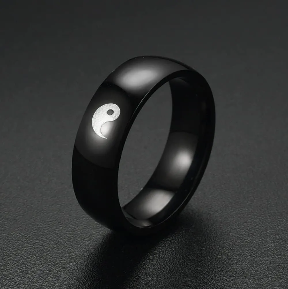 COLORFUL BLING Yin Yang Designed Couple Ring Matching Yin Yang Dainty Tai Chi Engagement Ring Lover Friendship Jewelry Gift for Men Women