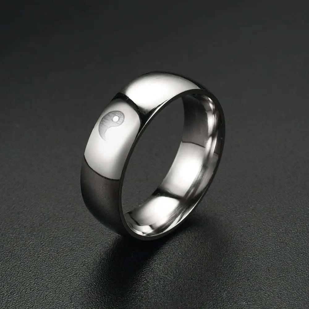 COLORFUL BLING Yin Yang Designed Couple Ring Matching Yin Yang Dainty Tai Chi Engagement Ring Lover Friendship Jewelry Gift for Men Women