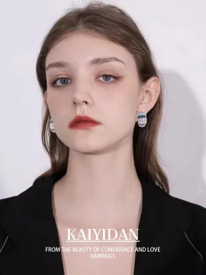 Colorful Cubic Zirconia Hoop Earrings For Women Trendy,925 Sterling Silver Chunky Huggie Big/Large CZ Hoop Earrings,Crystal Multi-Colored Sparkly Dainty Diamonds Hoops,Jewelry Birthday Gifts.