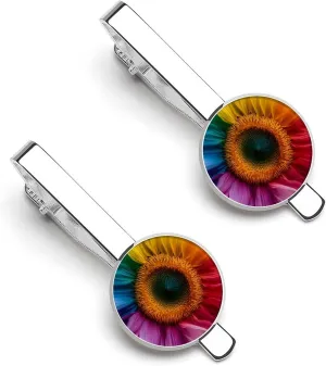 Colorful Daisy Sunflower Tie Clip Classic Necktie Bar Pinch Clothing Accessories for Wedding Party Business