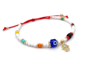 Colorful Summer Azabache Evil Eye Hamsa Hand Friendship Girls Bracelet