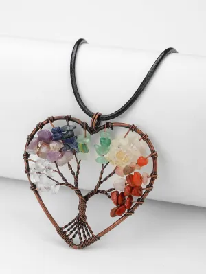 Colorful Tree Decor Heart Pendant Necklace for Women Jewelry for Women Gift for