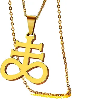 COMTRUD Leviathan Satanic Cross Necklace Stainless Steel Satan Pendant, Religions Jewelry for Men Women