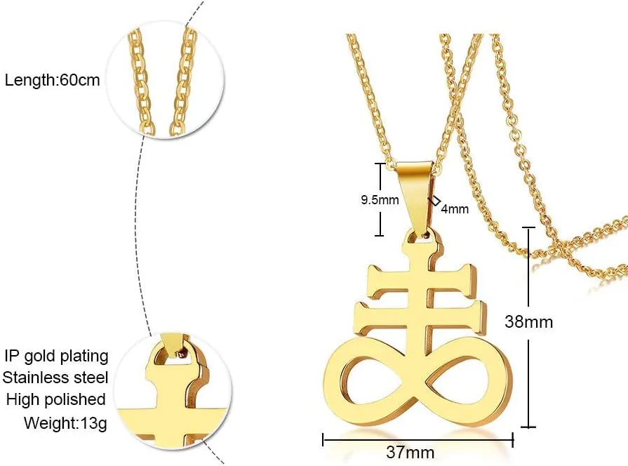 COMTRUD Leviathan Satanic Cross Necklace Stainless Steel Satan Pendant, Religions Jewelry for Men Women