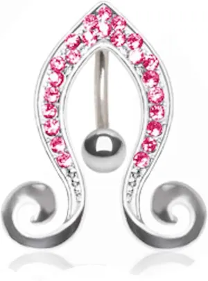 Covet Jewelry 316L Surgical Steel Gemmed Curved Top Down Navel Ring