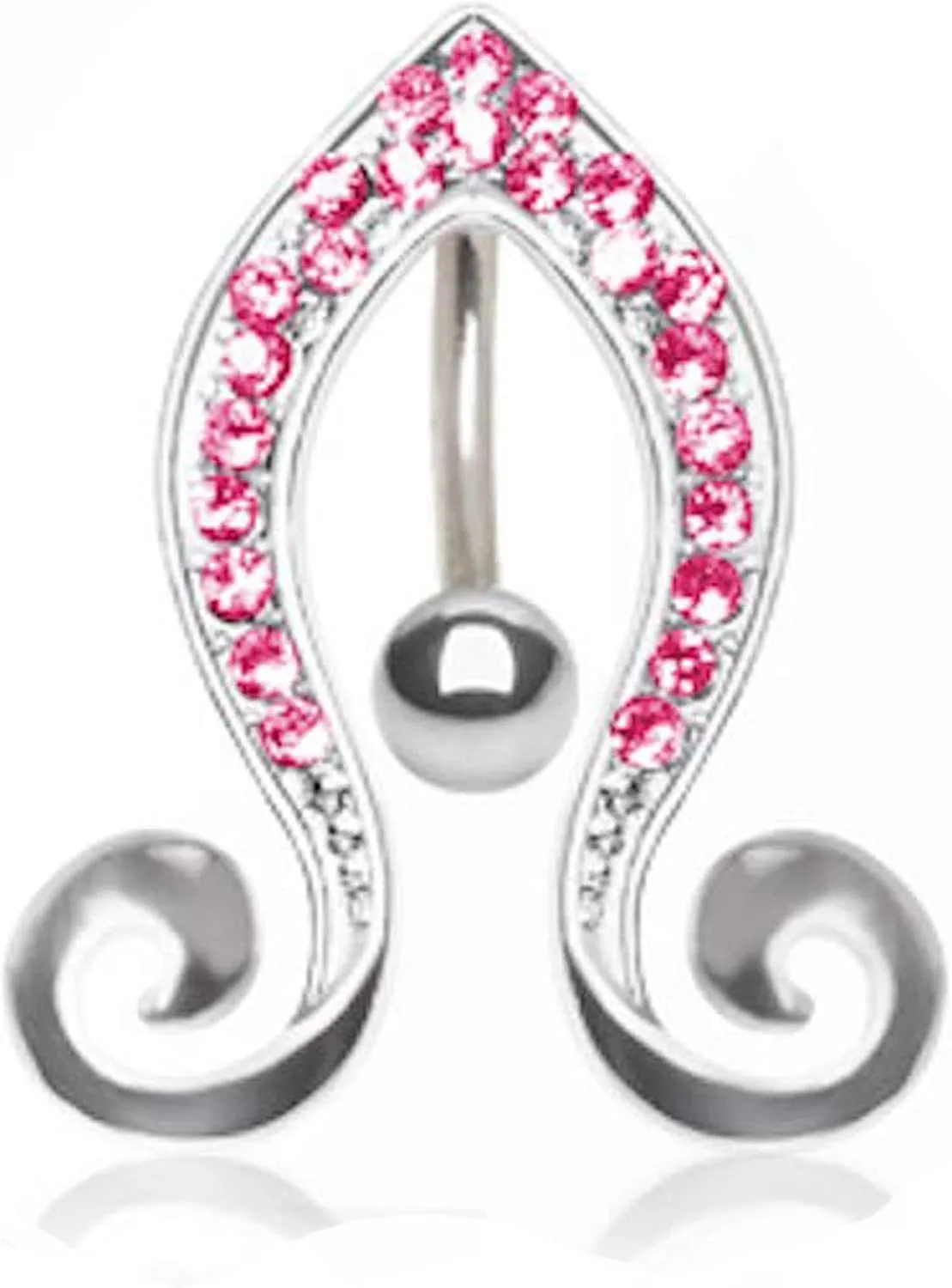 Covet Jewelry 316L Surgical Steel Gemmed Curved Top Down Navel Ring