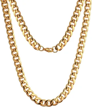 CrazyPiercing Fashion MEN Stainless Steel Faux Gold Curb Link Chain Necklace