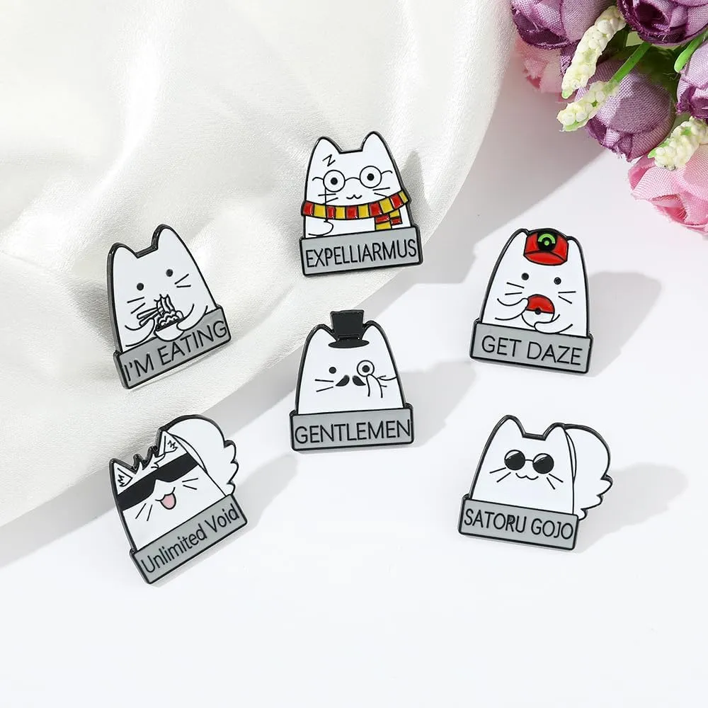 Creative Cat Enamel Pins Set - Kawaii Kitten Brooches Metal Badges Accessories for Backpack Hat Bag, Lovely Cats Pin for Friends Family