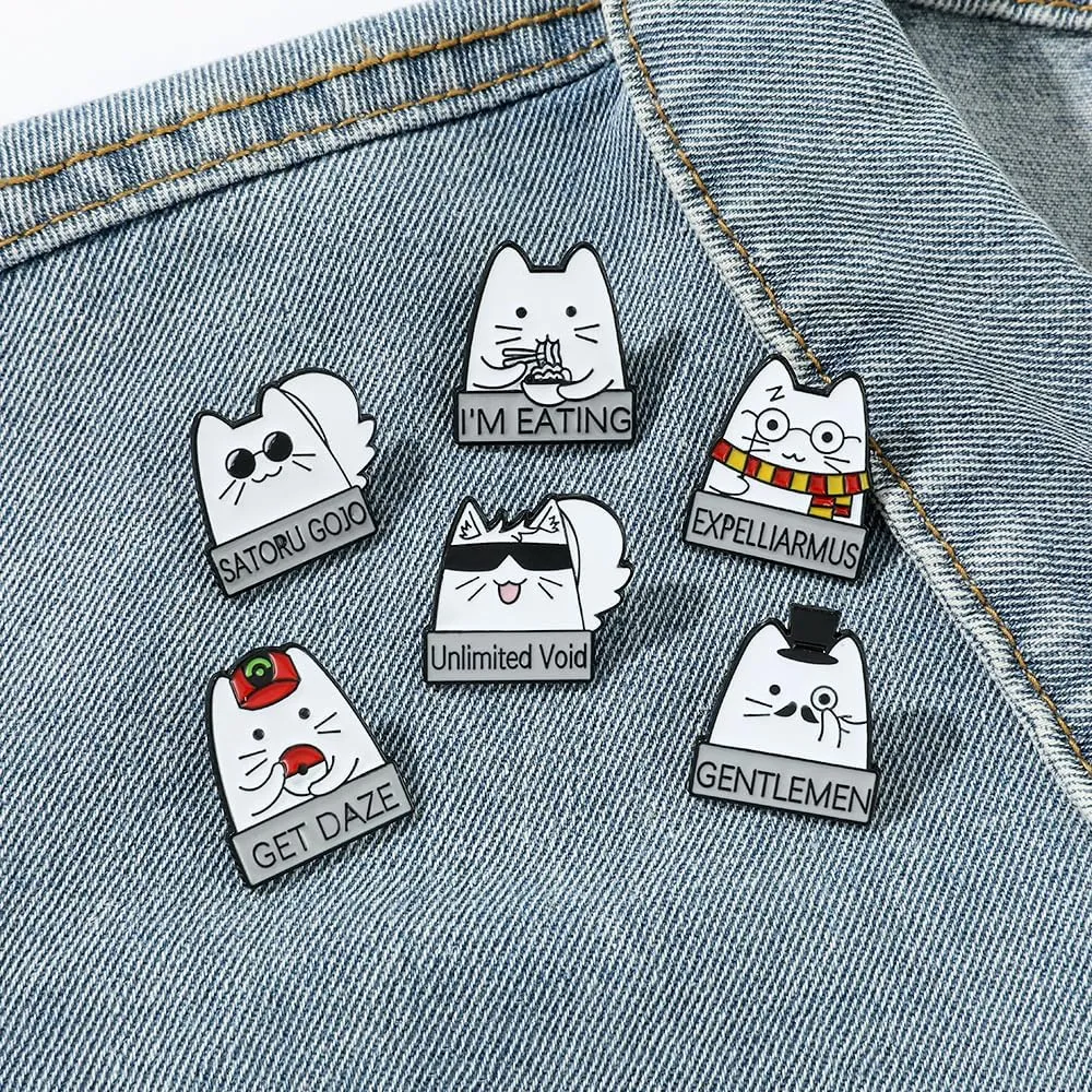 Creative Cat Enamel Pins Set - Kawaii Kitten Brooches Metal Badges Accessories for Backpack Hat Bag, Lovely Cats Pin for Friends Family