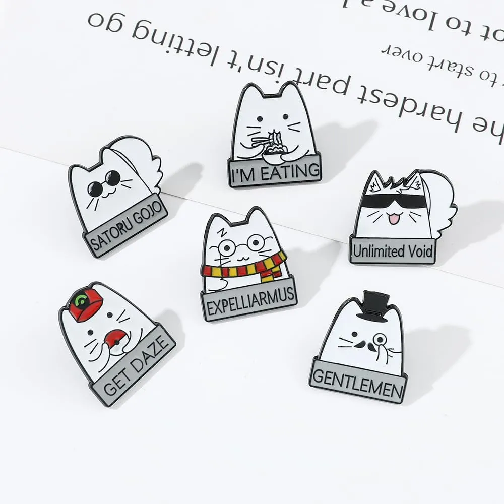 Creative Cat Enamel Pins Set - Kawaii Kitten Brooches Metal Badges Accessories for Backpack Hat Bag, Lovely Cats Pin for Friends Family