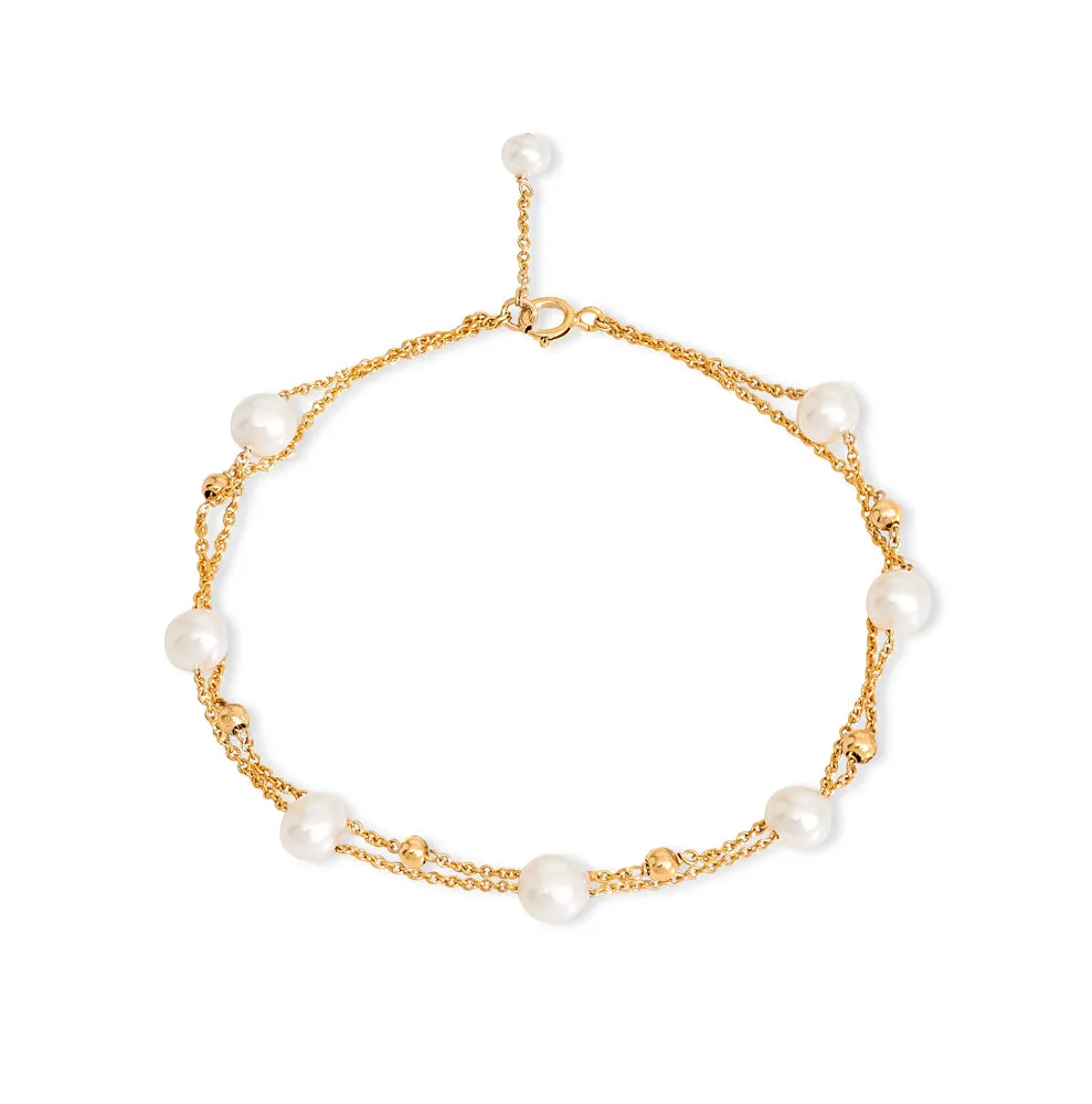 Credo fine double chain bracelet with cultured freshwater pearls