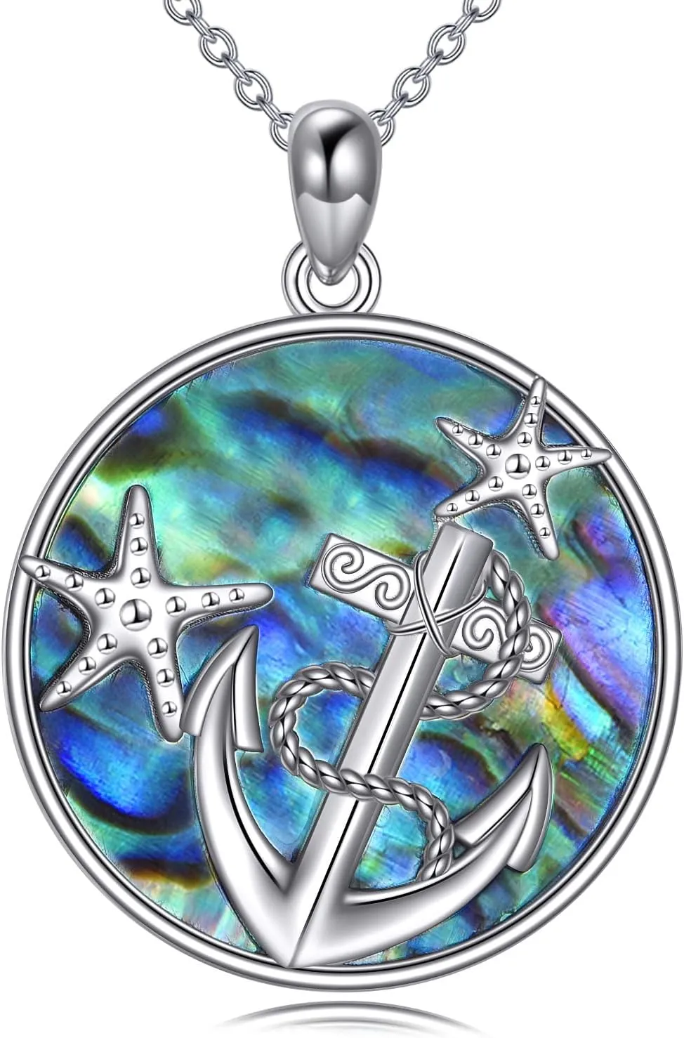 CRMAD Ocean Beach Necklace for Women Sterling Silver Starfish Wave Ocean Jewelry Gifts