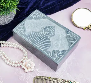 Crocon Handmade Jewelry Box  Royal Style Decorative Organizer for Jewelry & Makeup, Elegant Trinket Box, Table Decor, Gift for Mother & Precious Keepsakes, Buddha Design - 6x4x1.7 Inch