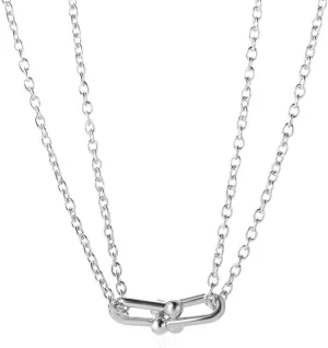 Cross Horse Shoe Necklace Earrings U-Shaped Multi-Layer Horseshoe Buckle Choker Elegant Collarbone Chain Minimalist Pendant Necklace Jewelry for Women