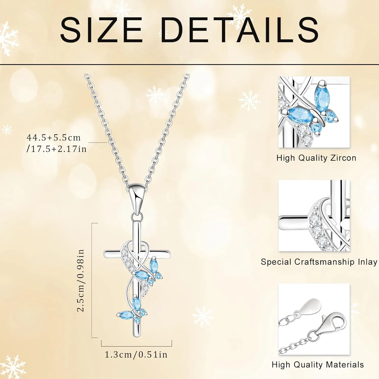 Cross Necklace Butterfly Pendant Birthstone Jewelry Gifts Necklace for Women Faith Jewelry for Women Butterfly Jewelry Religious Cross Gifts for Mother Wife