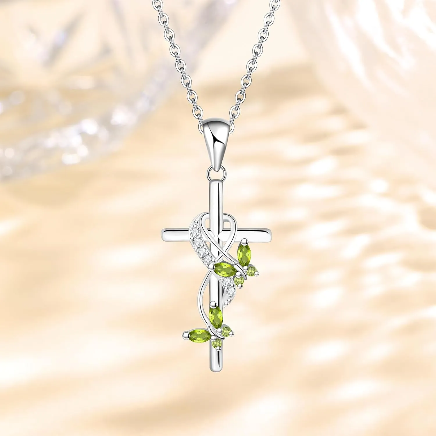 Cross Necklace Butterfly Pendant Birthstone Jewelry Gifts Necklace for Women Faith Jewelry for Women Butterfly Jewelry Religious Cross Gifts for Mother Wife