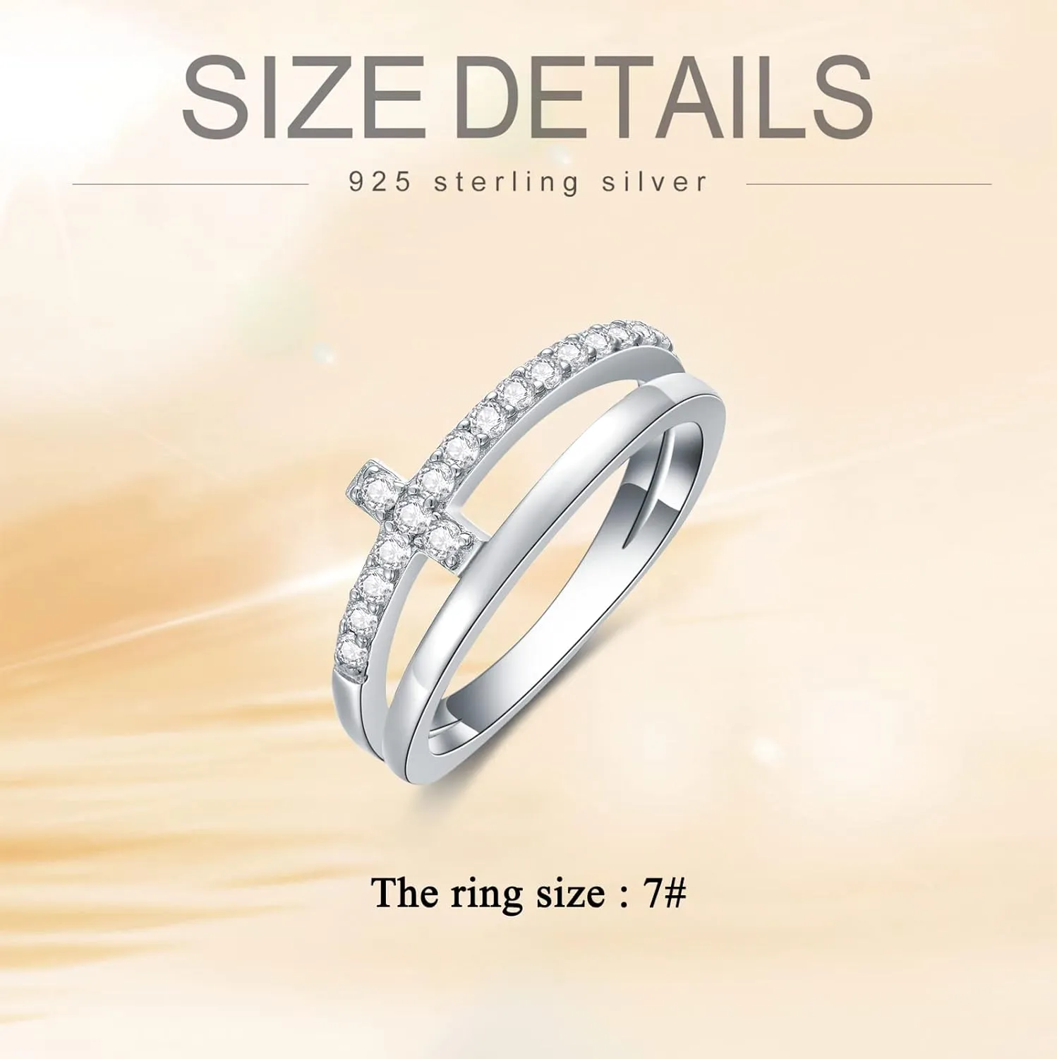 Cross Rings for Women 925 Sterling Silver Cubic Zirconia Ring Eternity Promise Ring for Her Ladies Women Engagement Wedding Size 4-16
