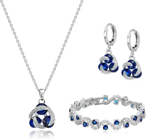 Crystalline Azuria Jewelry Sets For Women Premium Wedding Bridal Jewelry Set With Necklace And Earring For Bride Cubic Zirconia Bridesmaid Jewelry
